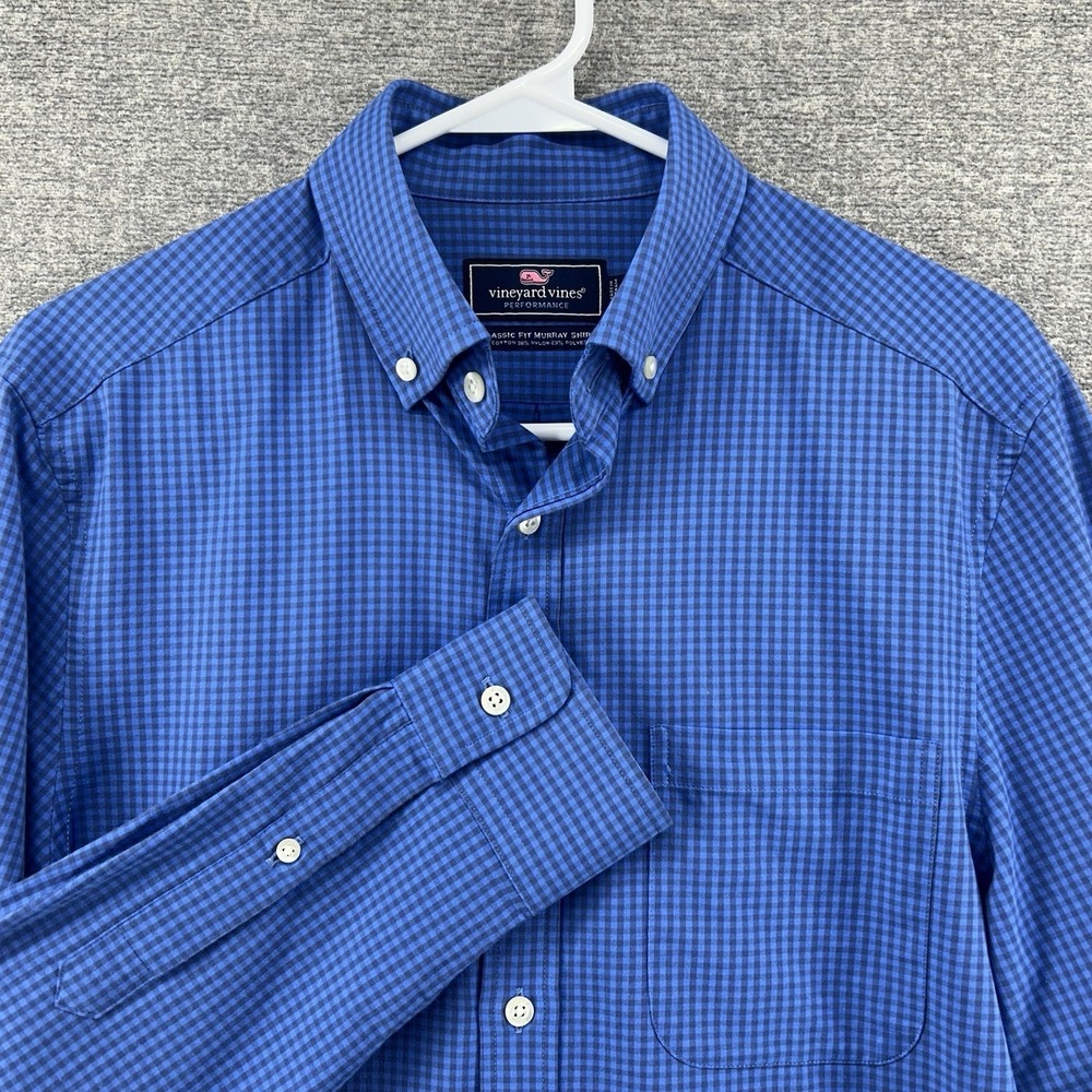 Vineyard Vines Performance Classic Fit Murray Shirt Men Size XS Blue Check